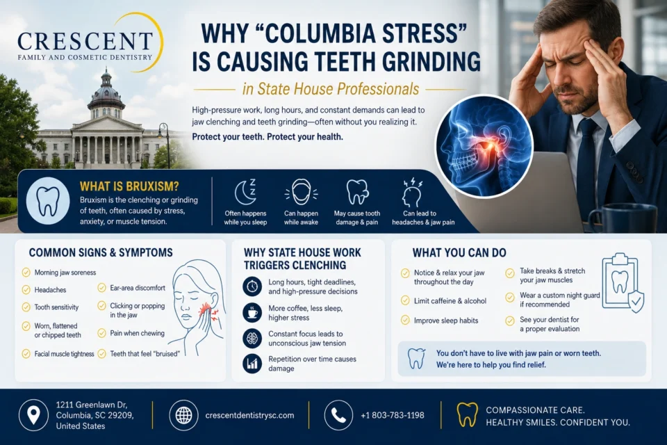why columbia stress is causingteeth grinding